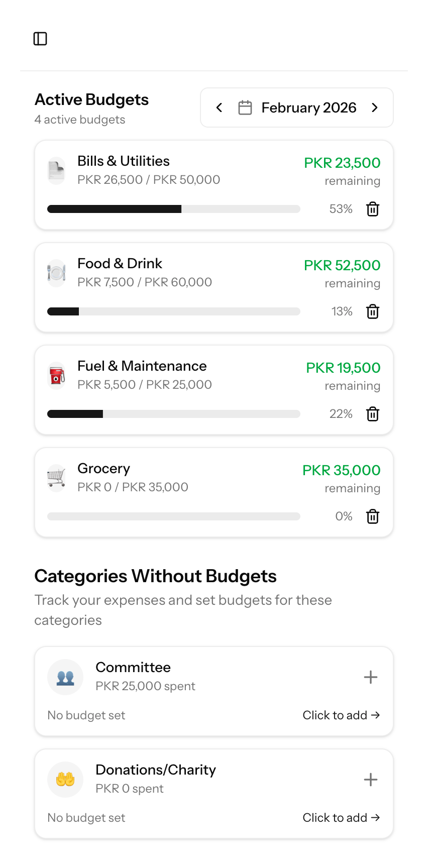 Set Smart Budgets - Budget tracking